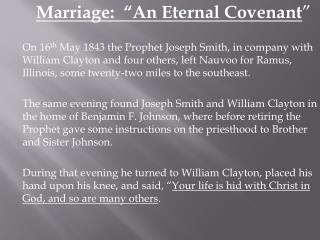 Marriage: “An Eternal Covenant ”