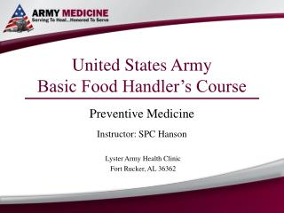 United States Army Basic Food Handler’s Course