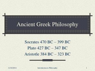 Ancient Greek Philosophy