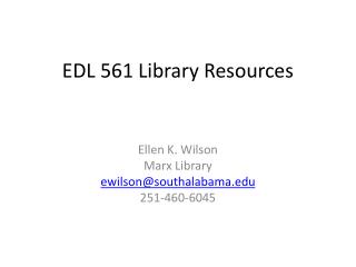 EDL 561 Library Resources