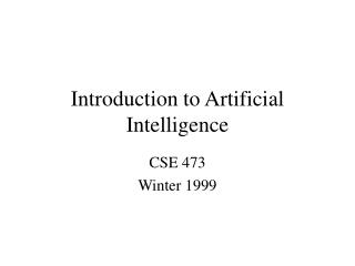 Introduction to Artificial Intelligence