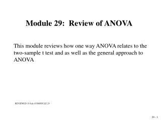 Module 29: Review of ANOVA