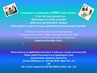WBJC Internship Fall 2014