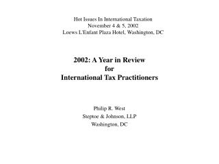 2002: A Year in Review for International Tax Practitioners