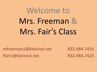 Welcome to Mrs. Freeman &amp; Mrs. Fair’s Class
