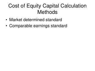 Cost of Equity Capital Calculation Methods