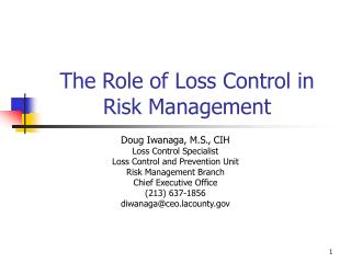 The Role of Loss Control in Risk Management