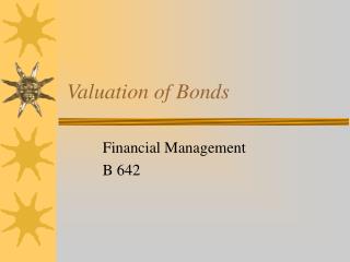 Valuation of Bonds