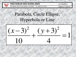 Parabola, Circle Ellipse, Hyperbola or Line