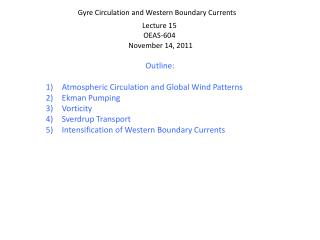 Gyre Circulation and Western Boundary Currents