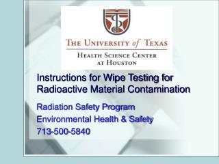 Instructions for Wipe Testing for Radioactive Material Contamination