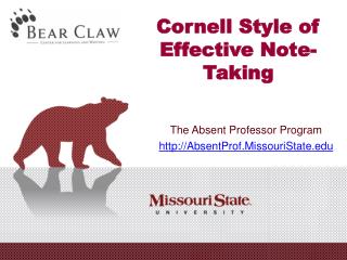 Cornell Style of Effective Note-Taking