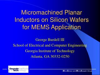 Micromachined Planar Inductors on Silicon Wafers for MEMS Application