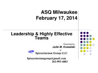 ASQ Milwaukee February 17, 2014