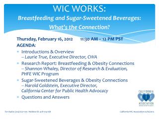 WIC WORKS: Breastfeeding and Sugar-Sweetened Beverages: What’s the Connection?