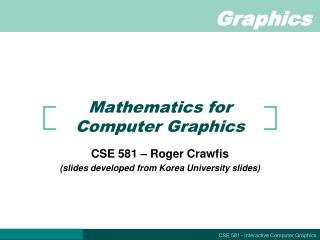 Mathematics for Computer Graphics