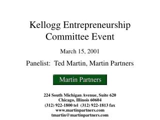 Kellogg Entrepreneurship Committee Event March 15, 2001