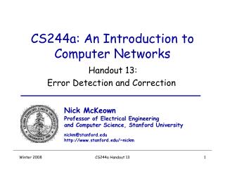 CS244a: An Introduction to Computer Networks