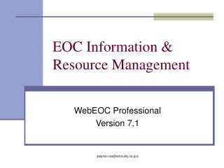 EOC Information &amp; Resource Management