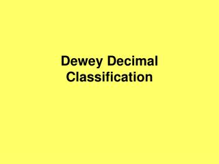 Dewey Decimal Classification