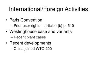 International/Foreign Activities