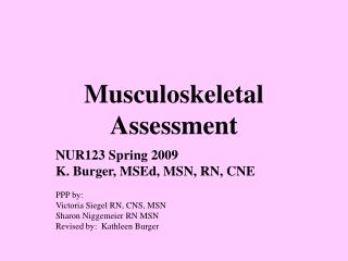 Musculoskeletal Assessment