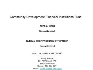 Community Development Financial Institutions Fund