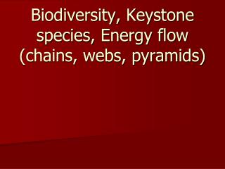 Biodiversity, Keystone species, Energy flow (chains, webs, pyramids)