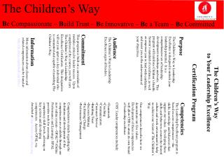 The Children’s Way to Your Leadership Excellence Certification Program