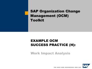 SAP Organization Change Management (OCM) Toolkit