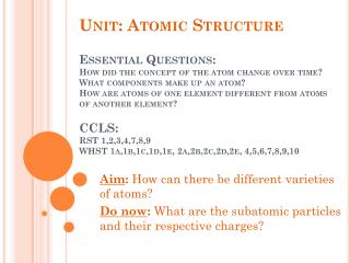 Aim : How can there be different varieties of atoms?