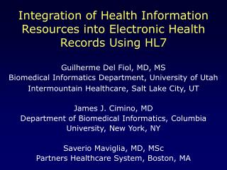 Integration of Health Information Resources into Electronic Health Records Using HL7