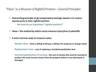 “Value” as a Measure of Rightful Position – General Principles