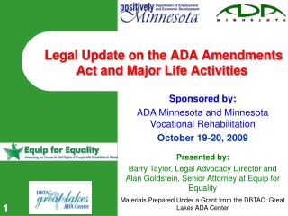 Legal Update on the ADA Amendments Act and Major Life Activities