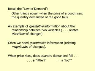 Recall the “Law of Demand”: