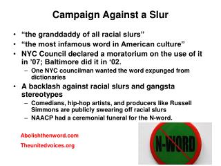 Campaign Against a Slur