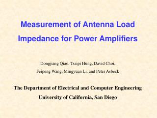 Measurement of Antenna Load Impedance for Power Amplifiers