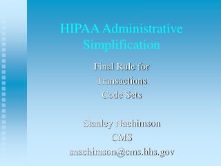HIPAA Administrative Simplification