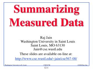 Summarizing Measured Data