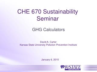 CHE 670 Sustainability Seminar
