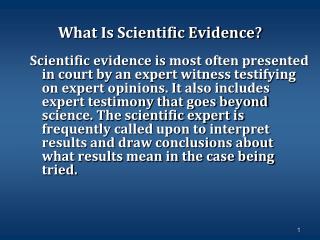 What Is Scientific Evidence?