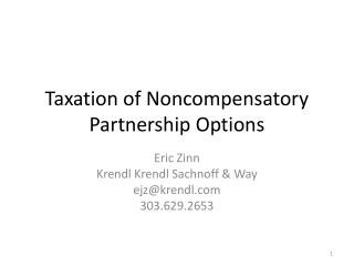 Taxation of Noncompensatory Partnership Options