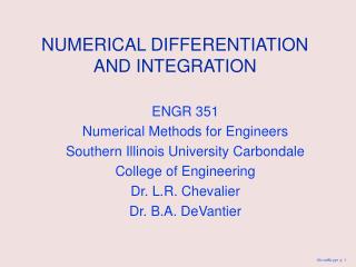 NUMERICAL DIFFERENTIATION AND INTEGRATION