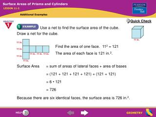 Use a net to find the surface area of the cube.