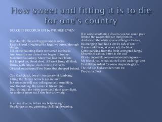 How sweet and fitting it is to die for one's country