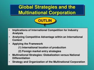 Global Strategies and the Multinational Corporation