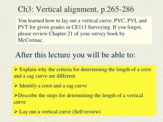 Ch3: Vertical alignment, p.265-286