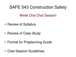 SAFE 543 Construction Safety