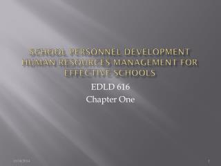 School Personnel Development Human Resources Management for Effective Schools