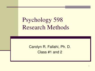 Psychology 598 Research Methods
